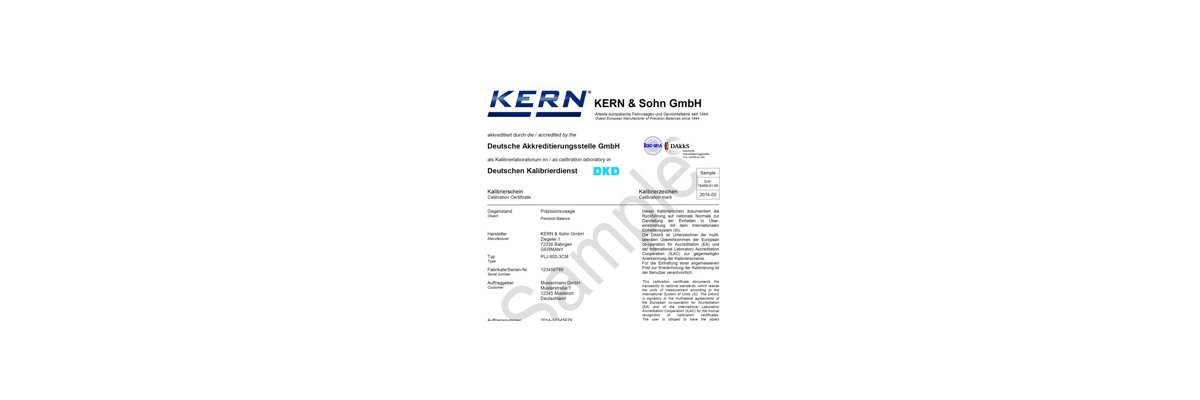 Kalibrierscheine für Waagen der Marke Kern jetzt direkt im Shop erhältlich - Kalibrierscheine für Waagen von Kern jetzt im Shop erhältlich