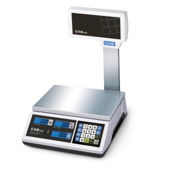 Preisrechnende Ladenwaage mit Hochanzeige CAS ERJ-15P mit Netz- und Akkubetrieb geeicht für Deutschland