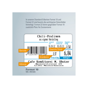 Standard-Etiketten für CAS Etikettierwaagen 58 mm x 40 mm CAS THE-5840-STD10