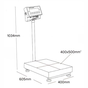 Geeichte abwaschbare Bodenwaage mit RS-232 Schnittstelle AE ADAM Gladiator GGF 150M