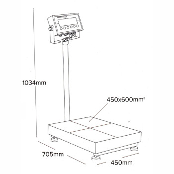 Geeichte abwaschbare Bodenwaage mit RS-232 Schnittstelle AE ADAM Gladiator GGL 300M