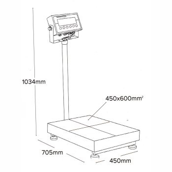 Abwaschbare Bodenwaage mit RS-232 Schnittstelle AE ADAM Gladiator GGL 300