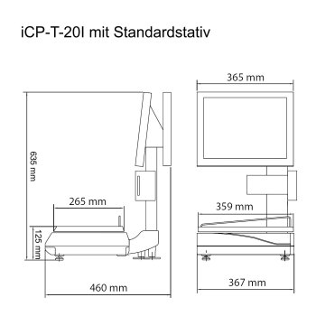 Laden- und Etikettierwaage mit großem Touchscreen und TSE-Option CAS iCP-T-20