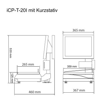 Laden- und Etikettierwaage mit großem Touchscreen und TSE-Option CAS iCP-T-20