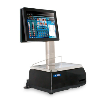 Ladenwaage mit großem Touchscreen, TSE-Option und Linerlessdrucker CAS EVO-T-20L 30 kg / 5 - 10 g 9" Kundendisplay