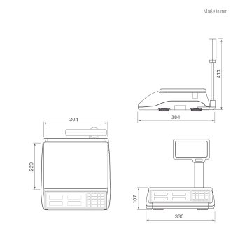 Geeichte preisrechnende Ladenwaage mit 4. Anzeige für Handtara CAS ERP-4D-15